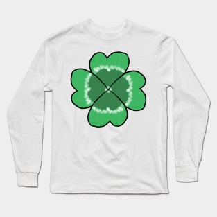 Four leafed clover. A pretty, beautiful, cute four leafed clover drawing, lucky design. Long Sleeve T-Shirt